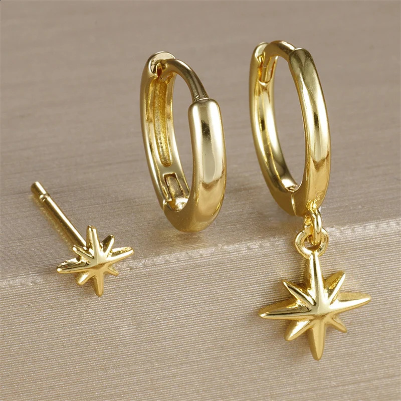 3 Pcs Fashion Stainless Steel Round Star Drop Earrings Set for Women Silver Color Plated Dangle Earring Punk Unisex Rock Jewelry 250812