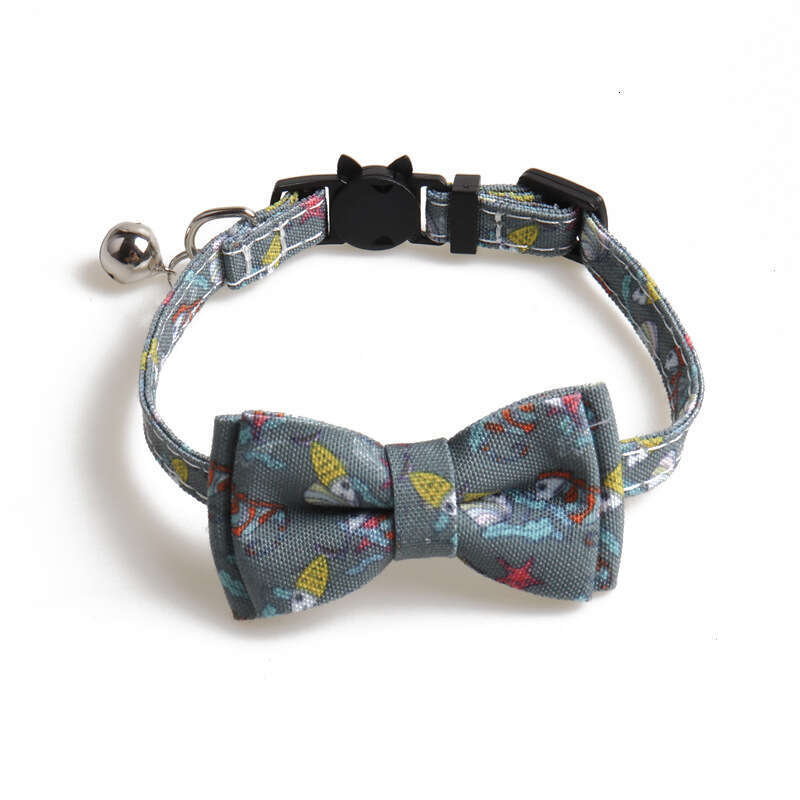 Jinjite New Pet Bow Collar with Bell Cat Safety Buckle Rainbow Universe Series