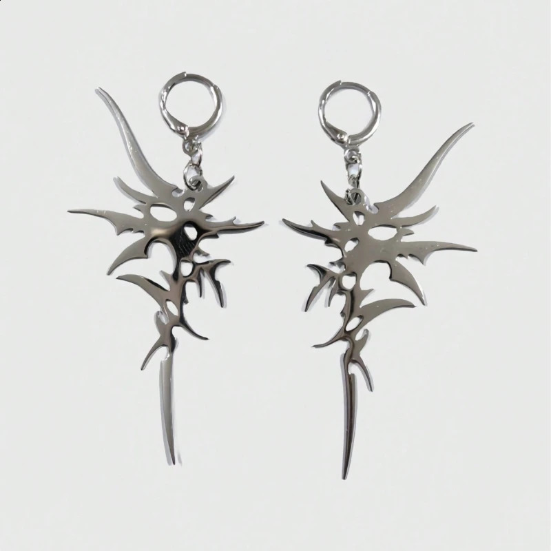 Fashion Trend Silver Color Irregular Spike Hanging Earrings for Men and Women Unique Hip Hop Rock Party Jewelry Accessories 250812