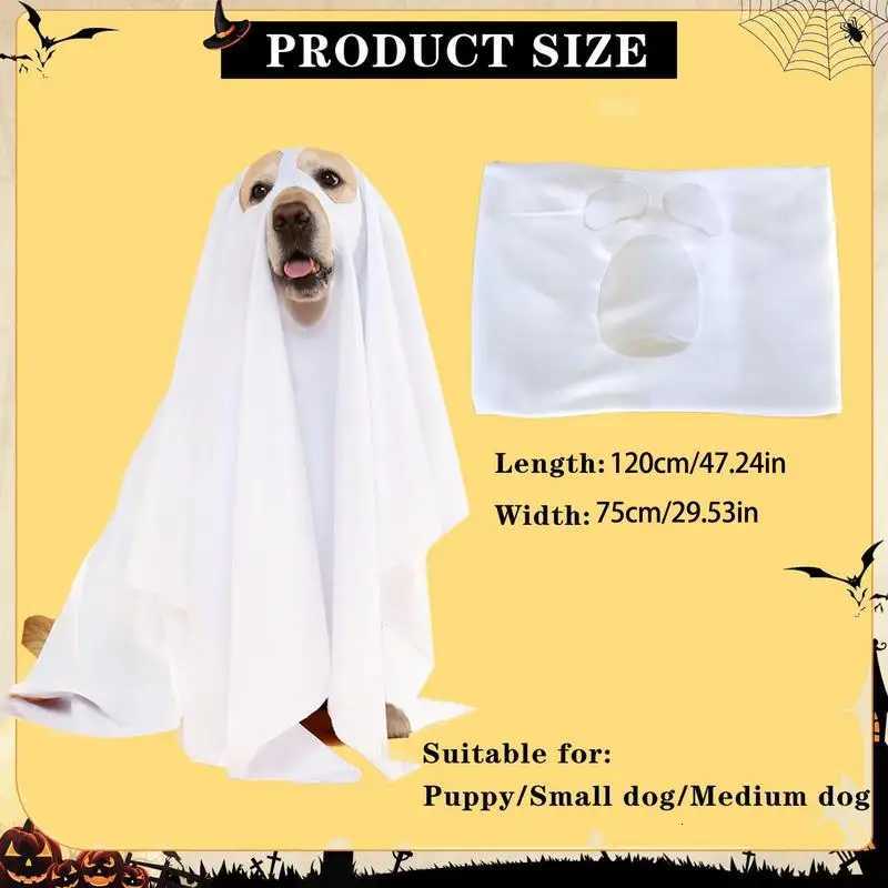 Halloween Ghost Pet Cloak Dog Cosplay Costume Spooky Soft Pet Clothing Breathable Dog Cosplay Costume For Pranks Halloween PropsXJ250813