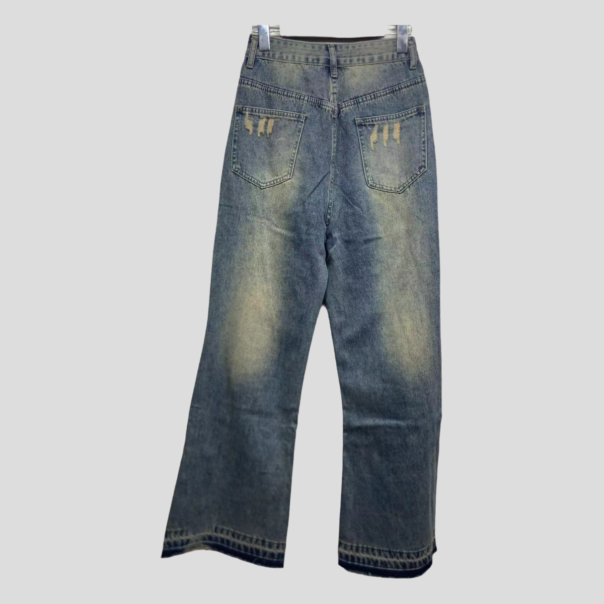 Retro distressed micro-flared jeans with a built-in fashion filter 24-0812