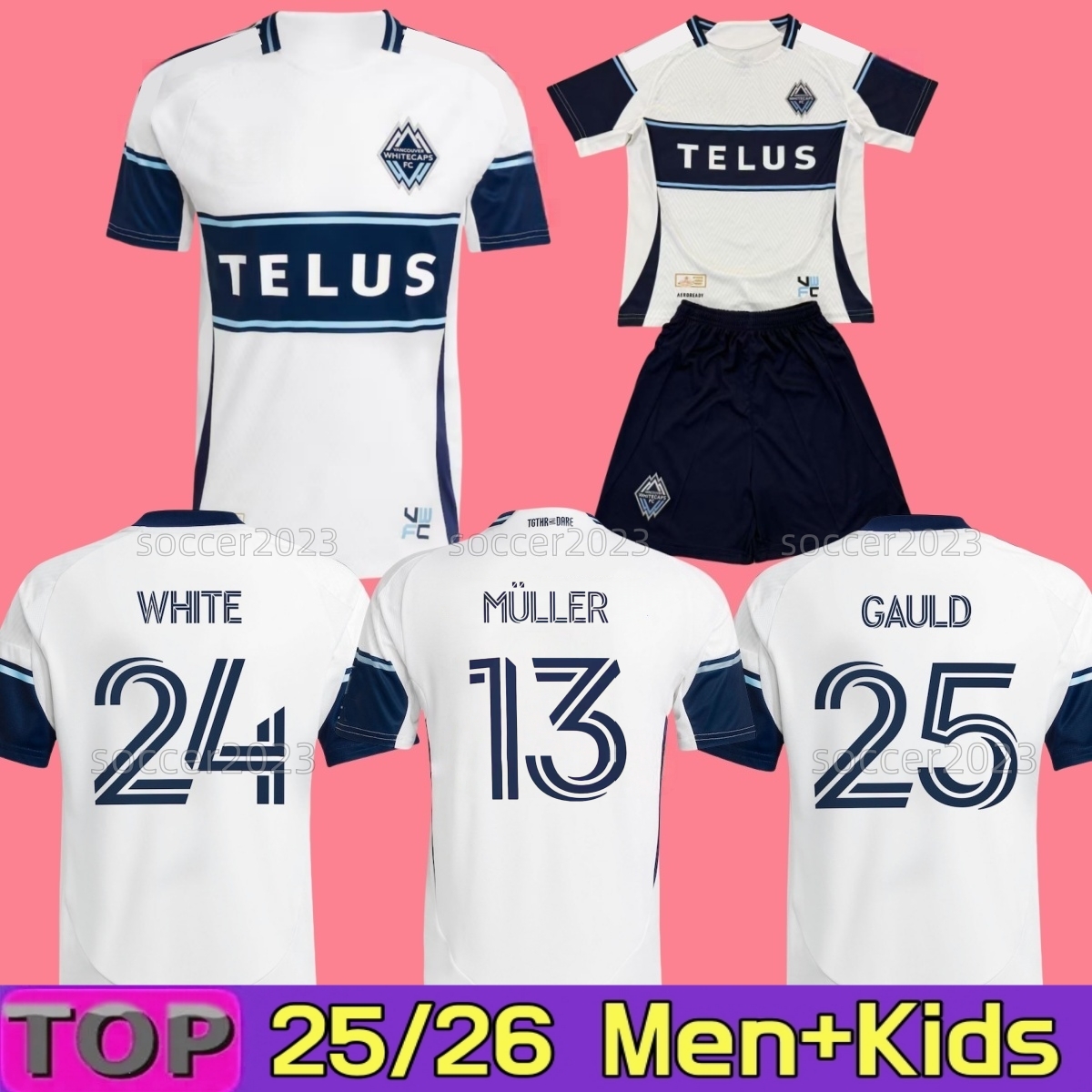 2025 Vancouver Whitecaps FC MULLER Soccer Jersey Pre-Match Men 25/26 Football Shirt Primary Home White Away S. ADEKUGBE CUBAS AHMED WHITE GAULD Training maillot de foot