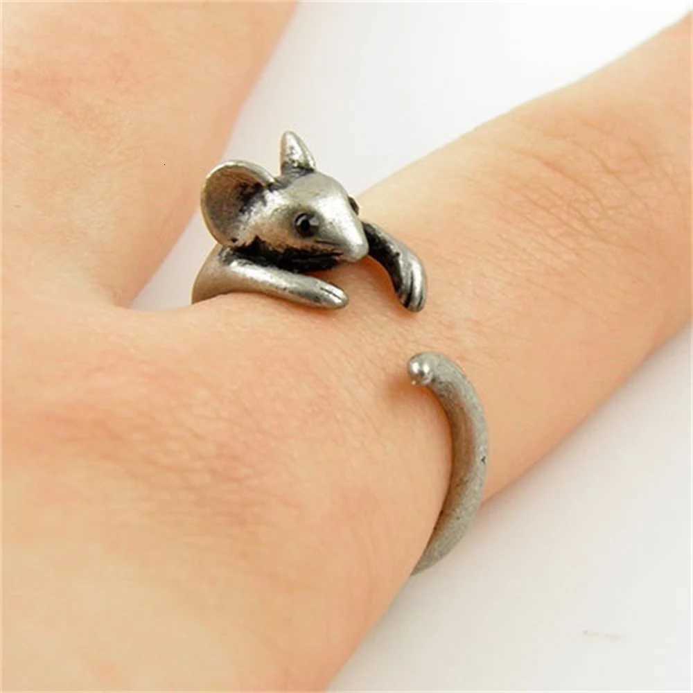 Antique Silver Color Mouse Open Ring For Women Creative Cute Little Animal Adjustable Rings Charming Party Fashion Jewelry B125 W250812