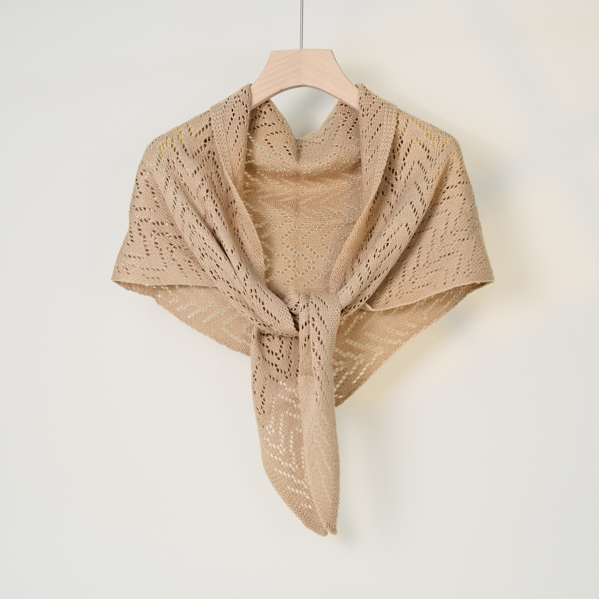 K1652 Solid color knitted hollow triangle scarf shawl air-conditioned room office windproof outer scarf neck scarf dual-purpose wrap headscarf