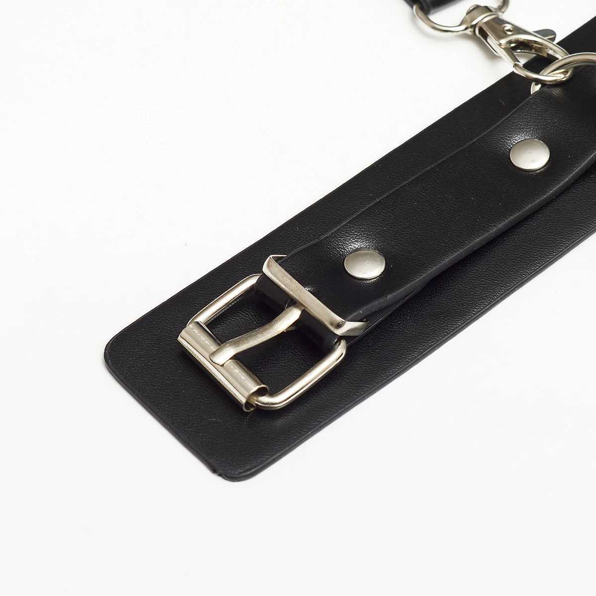 High-end SM sexy soft PVC handcuffs black adult binding BDSM couple sex toy shackles confinement sex accessoriesXJ250813