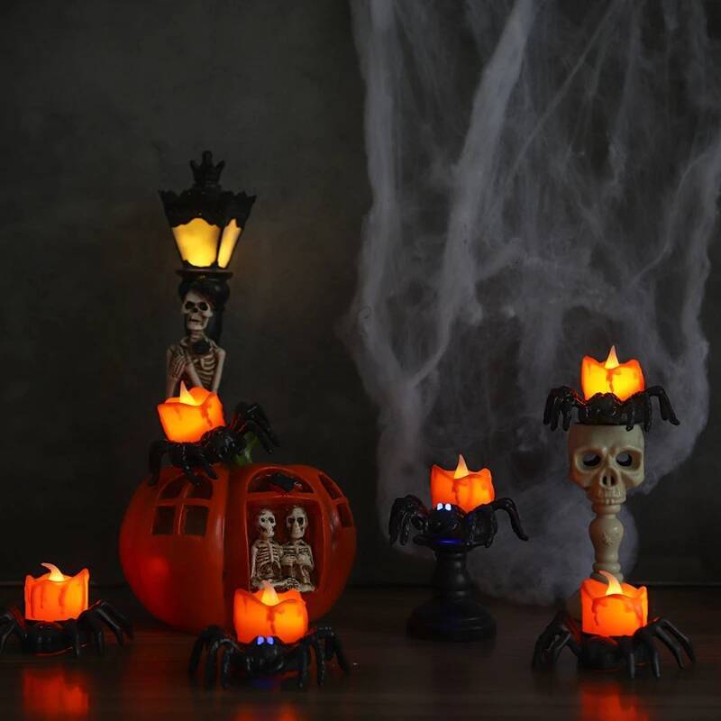 3/2/1PCSHalloween Decorations Spider Candles Night Lights Supplies Decorative Props Haunted House Horror Party Accessories ddmynov