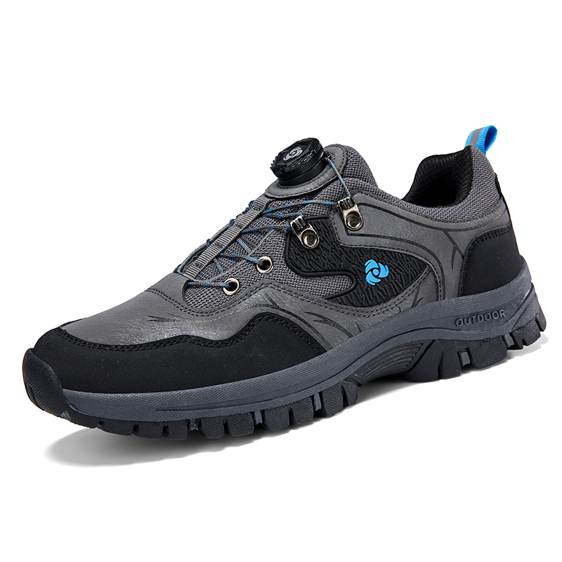 Waterproof mountaineering shoes; durable automatic buckle casual shoes for men; outdoor hiking and trekking sports shoes.
