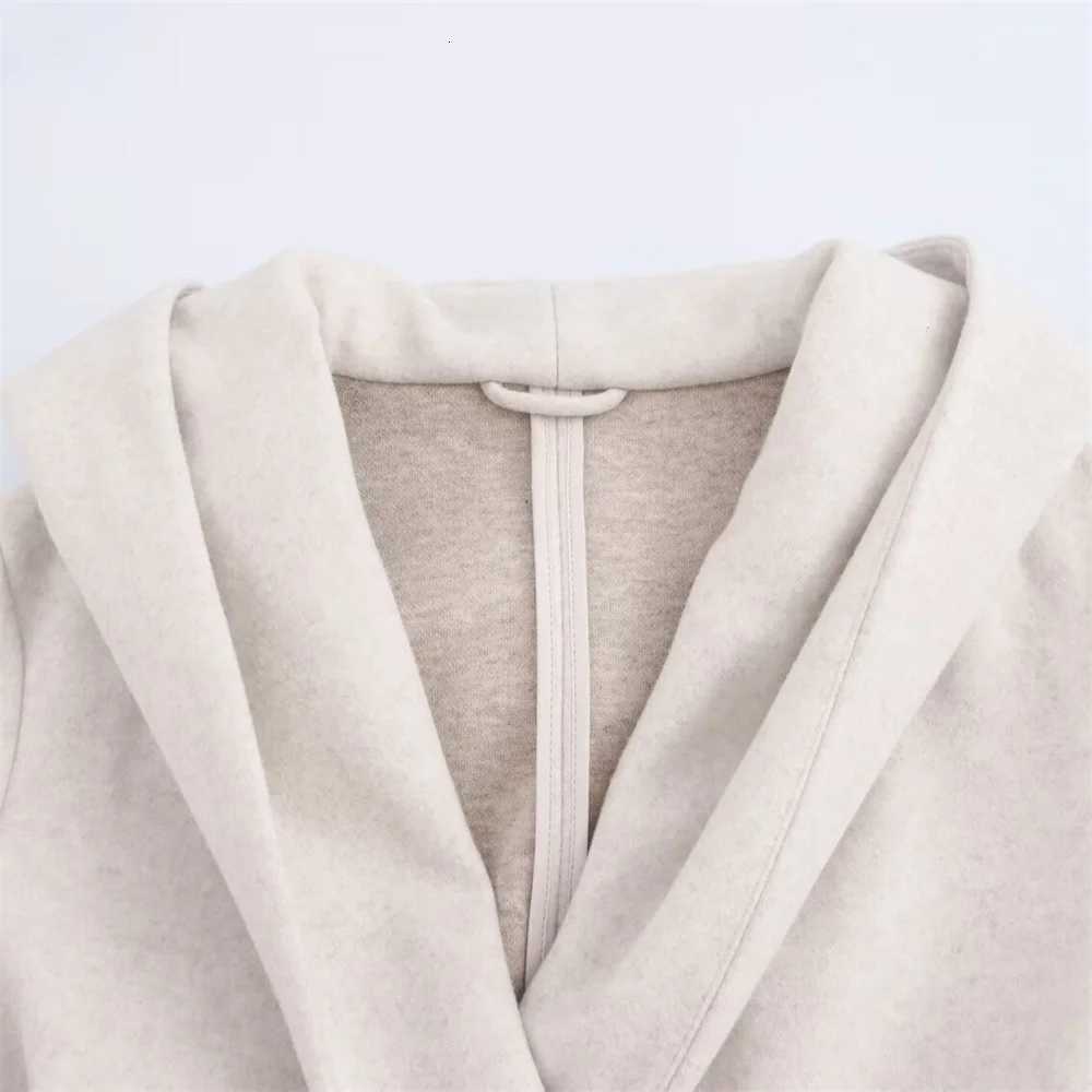 2024 RARF Autumn New Womens European and American Fashion Collar Hoodie with Belt Bow Pocket Soft Windcoat Coat Z250813