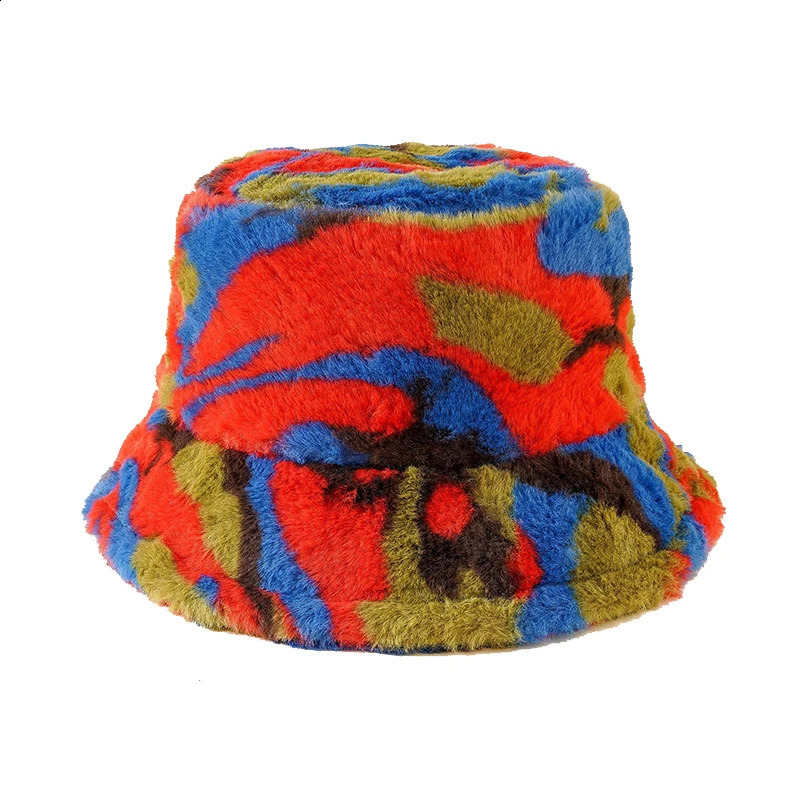 Outdoor Large Size Winter Faux Fur Fluffy Bucket Hat Women Winter Warm Fisherman Cap Fashion Trendy Party Wide Brim Panama Caps 250808
