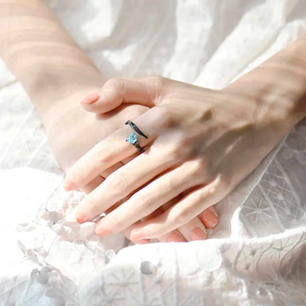 2Pcs Rose Couple Rings Black Open Tail Finger Decor Wedding Anniversary Fashion Jewelry Unique Design Durable Premium W250812