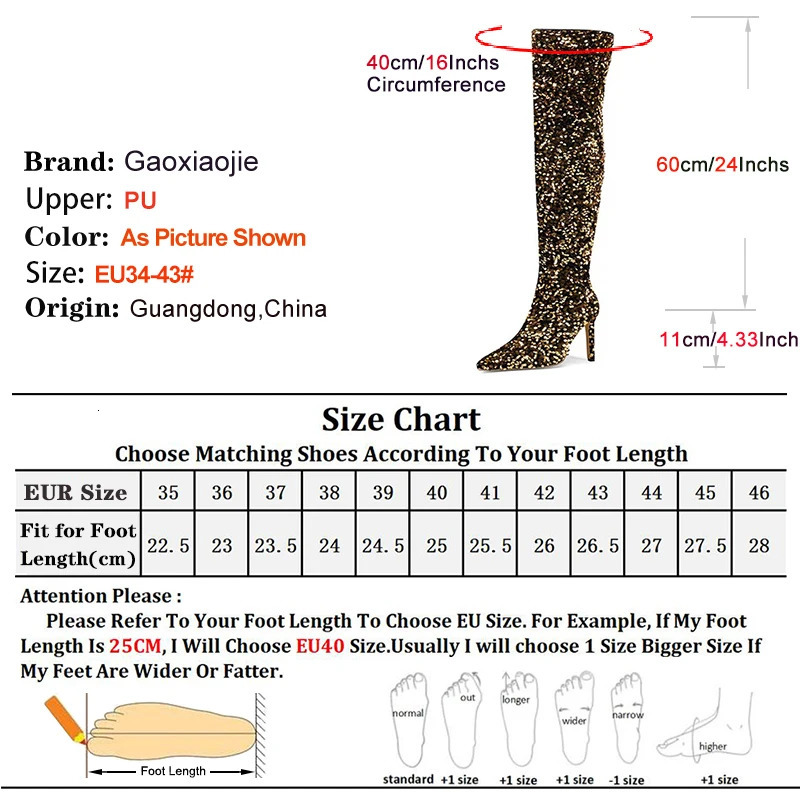 Shoes For Women Shiny Sequin Boots Over-the-Knee Boots Spring Autumn Zip Pointed Toe Zipper Stripper Heels Long Boots 250812