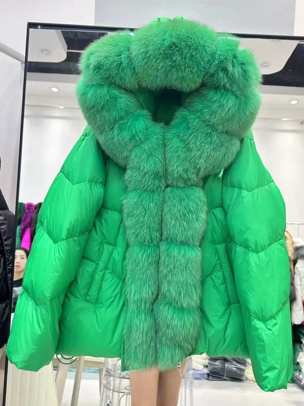 OFTBUY Fur Coat Winter Fashion Fox Fur jacket Wnite Duck Down coat Women Office Lady Casual Hooded Warm Female 250811