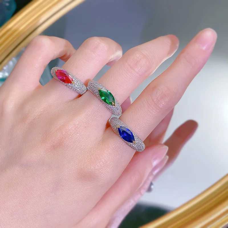 ELSIEUNEE 100% 925 Sterling Silver 5*10MM Marquise Cut Citrine Emerald Ruby Gemstone Ring for Women Cocktail Party Fine Jewelry W250812