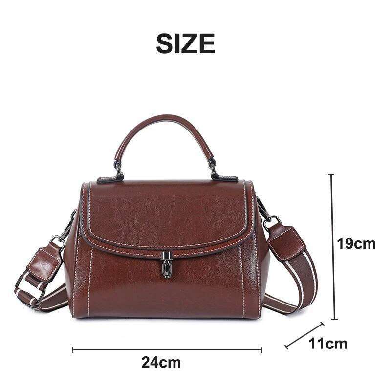 Women's Shoulder Cowhide Vintage Crossbody Messenger Bag Simplicity Genuine Leather Fashion Large Capacity Handbag