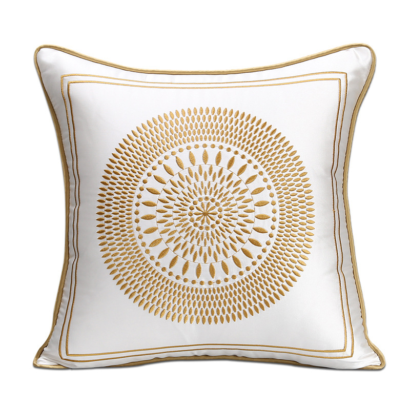 Luxury Pillow Case Embroidered square waist pillow living room bedside cushion pillow, Square Soft thick chenille Throw Bedside Back Pillow R250813