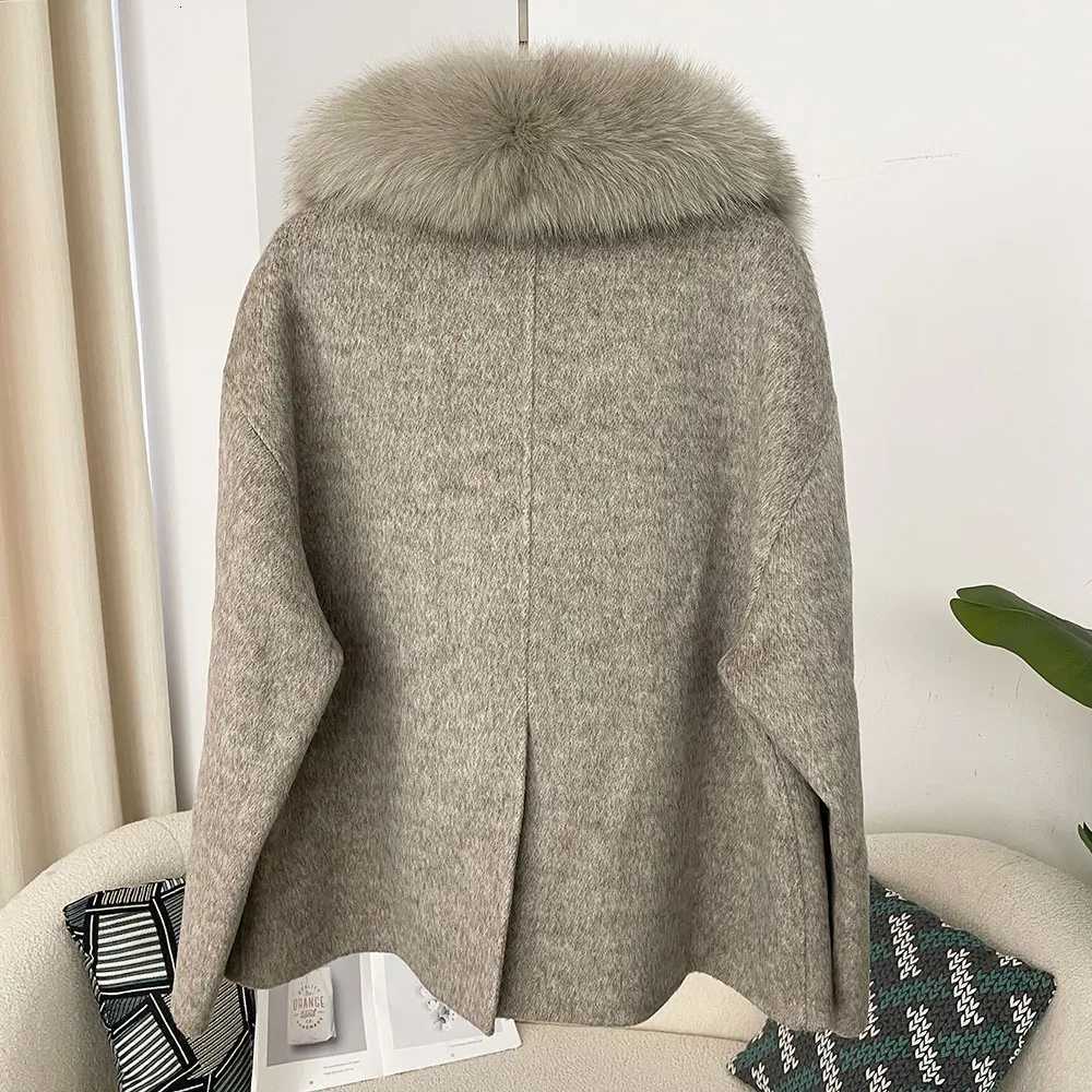 0ftbuy High End Wool Coat Women Double Face Cashmere Coat With Real Fur Collar Ladies Winter Jacket Warm Clothing Fall Z250813
