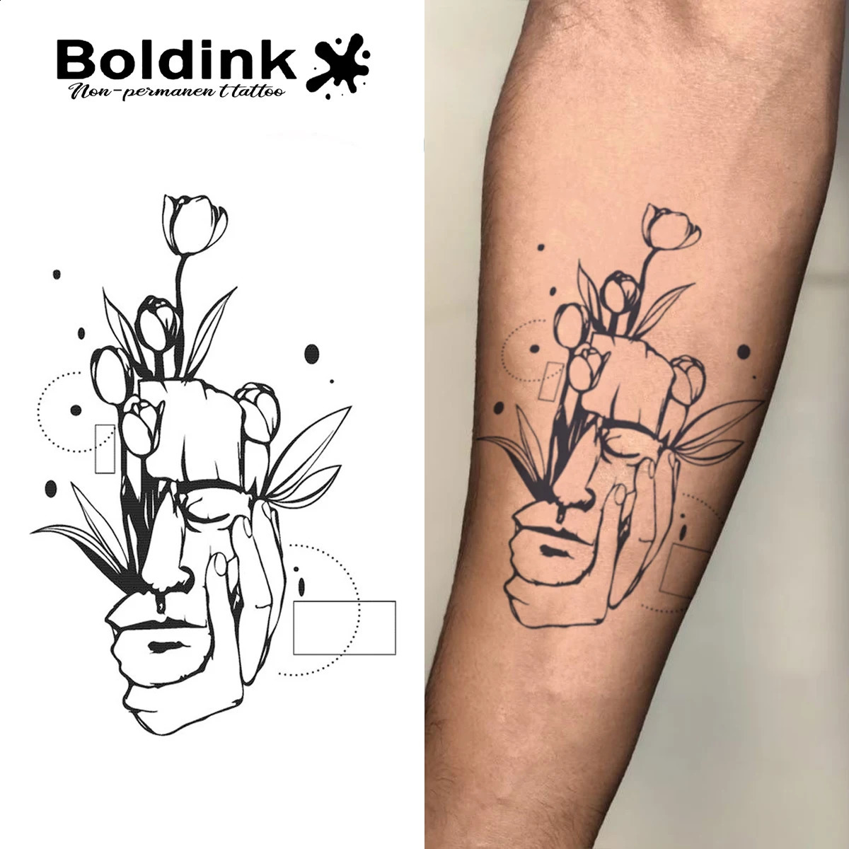 Boldink geometric figure flower tattoo stickers | waterproof for 12 weeks modern handpainted party wear eyecatching artif 250809