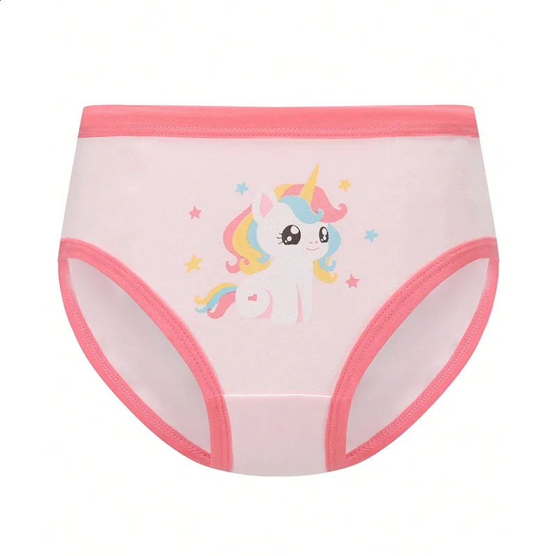 4 PcsLot Cartoon Girls Panties Premium Cotton Comfortable Toddler Briefs Cute Unicorn Pattern Children Underwear For 29T 250812