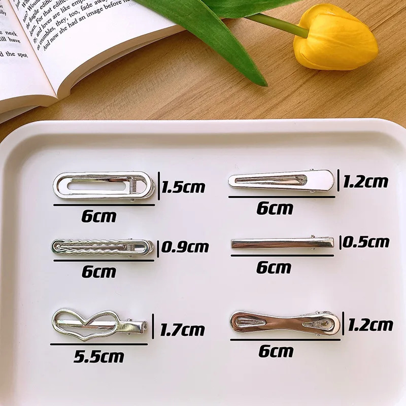 3pc Girls Silver Color Hair Clips Women Cute Metal Hair Clips Kid Alligator clip Barrettes Hair Grips Hair Accessories Headwears 250812