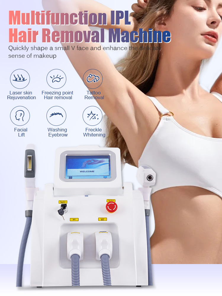 Professional 2in1 Picosecond Tattoo Pigment Removal OPT Laser Pico 2in1 Hair Removal and Tattoo Removal Machine Nd Yag Laser Q Switch