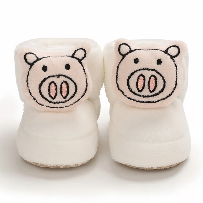 Cute Cartoon Comfortable Slip On Boots For Baby Boys And Girls Soft Warm Plus Fleece Indoor Walking Autumn Winte 250812