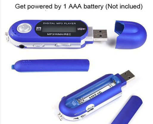 2 in 1 Mini MP3 Player Support 32G TF Card USB 2 0 Small Flash Drive Lightweight LCD Music Player with 3 5mm Audio Jack for Blue