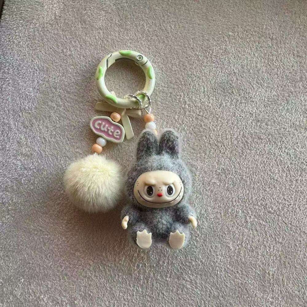 Cute Mini Flocked Labu Bag Couple Car Keychain Decoration Pendant Phone Chain