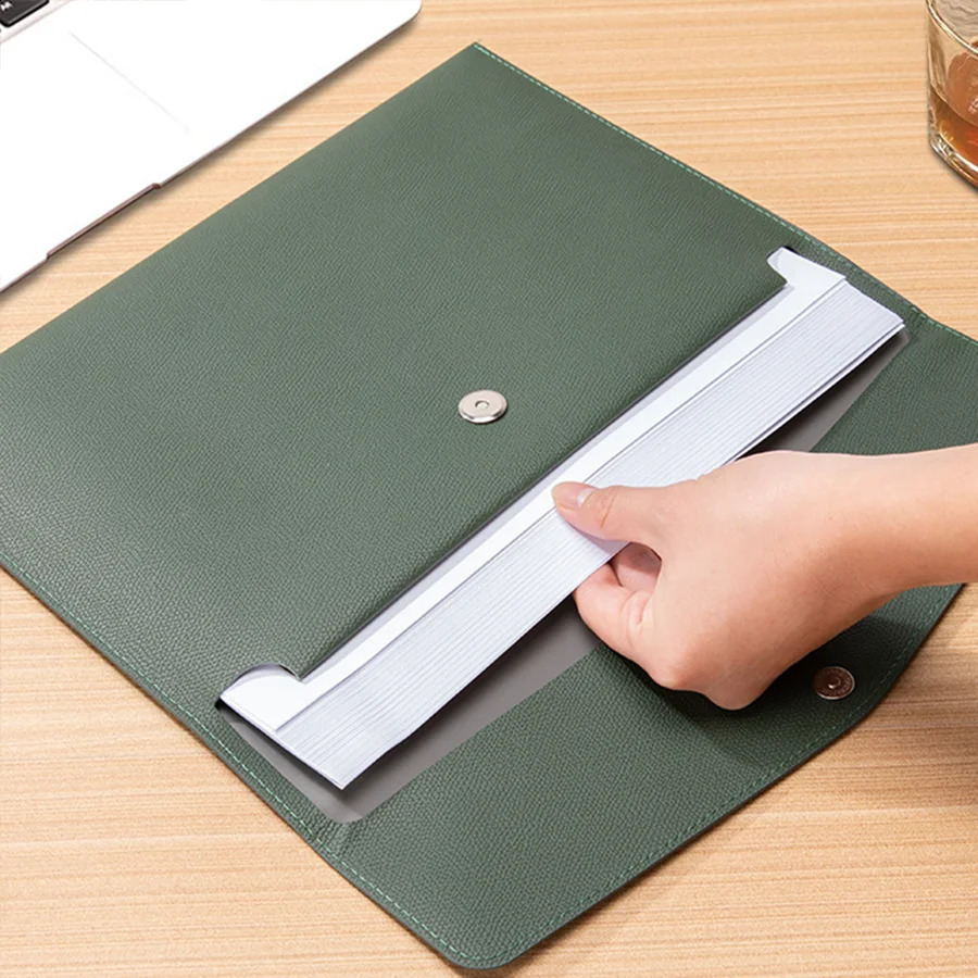 Leather Document Bag A4 Envelope Document Holder Quality PU Leather Document Pouch Femme Document Organizer File Bag 250812