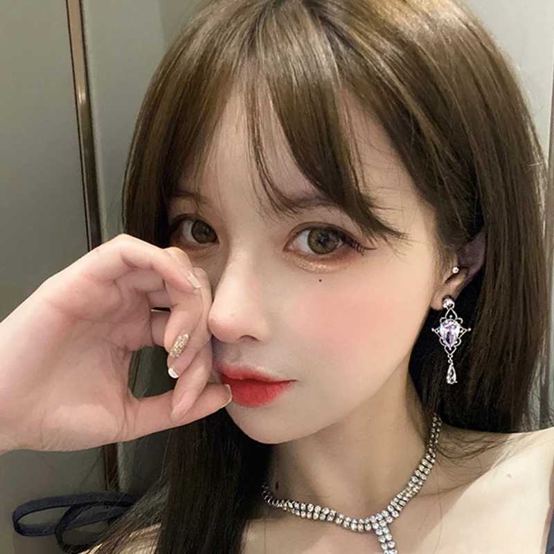 New Korean Baroque Shiny Waterdrop Crystal Drop Earrings for Women Girls Fashion Delicate Silver Color Pendientes Party Jewelry Y250812