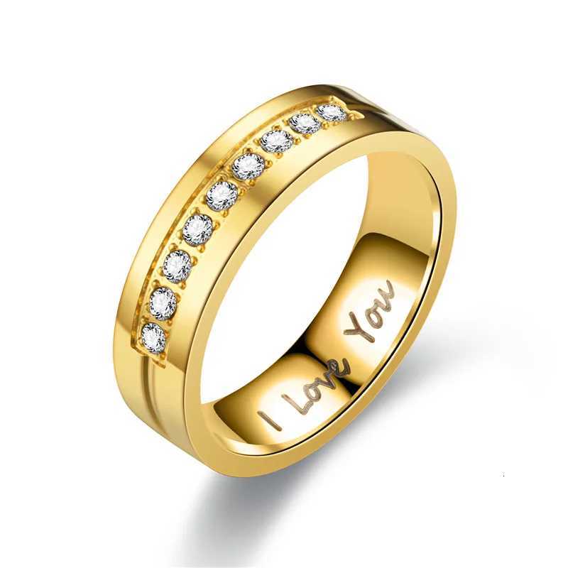 Fashion Women Men Titanium Steel Ring Classic Letter I Love You Rings Gold Color Jewelry for Couple Weeding Gift Accessories W250911