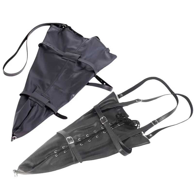 BDSM Leather Long Arm Restraint Gloves with Adjustable Straps Zipper Closure Handcuffs for Couples Hand Bondage Adult Sex ToysXJ250813