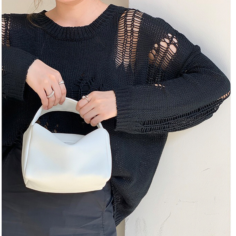 2024 New Design Orange Small Square Lychee Pattern Handheld Mini Tofu Single Shoulder Crossbody Bag ddmymarket