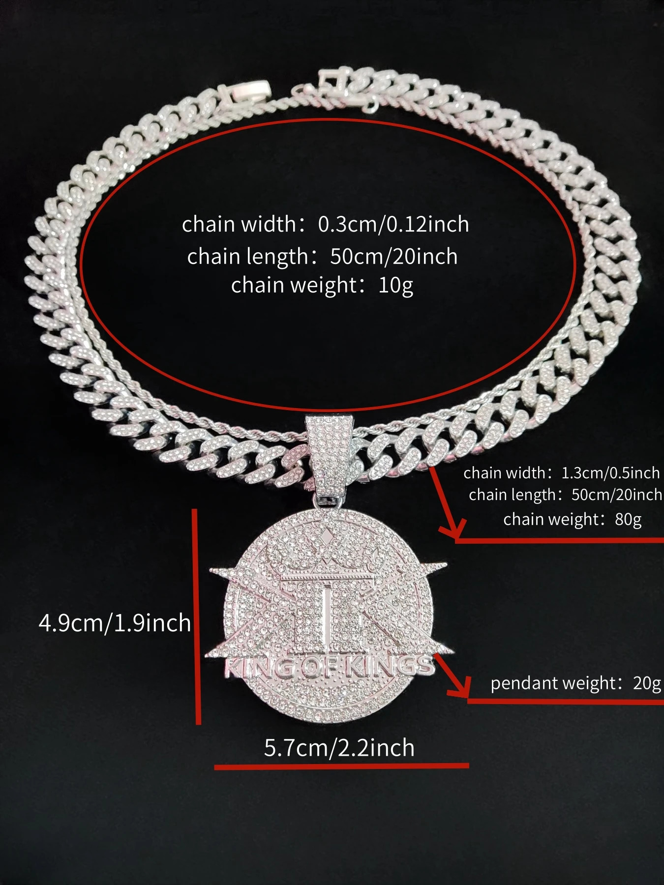 Men Women Hip Hop Round KING Pendant Necklace with 13mm Cuban Chain HipHop Iced Out Bling Hiphop Necklaces Fashion Jewelry 250807