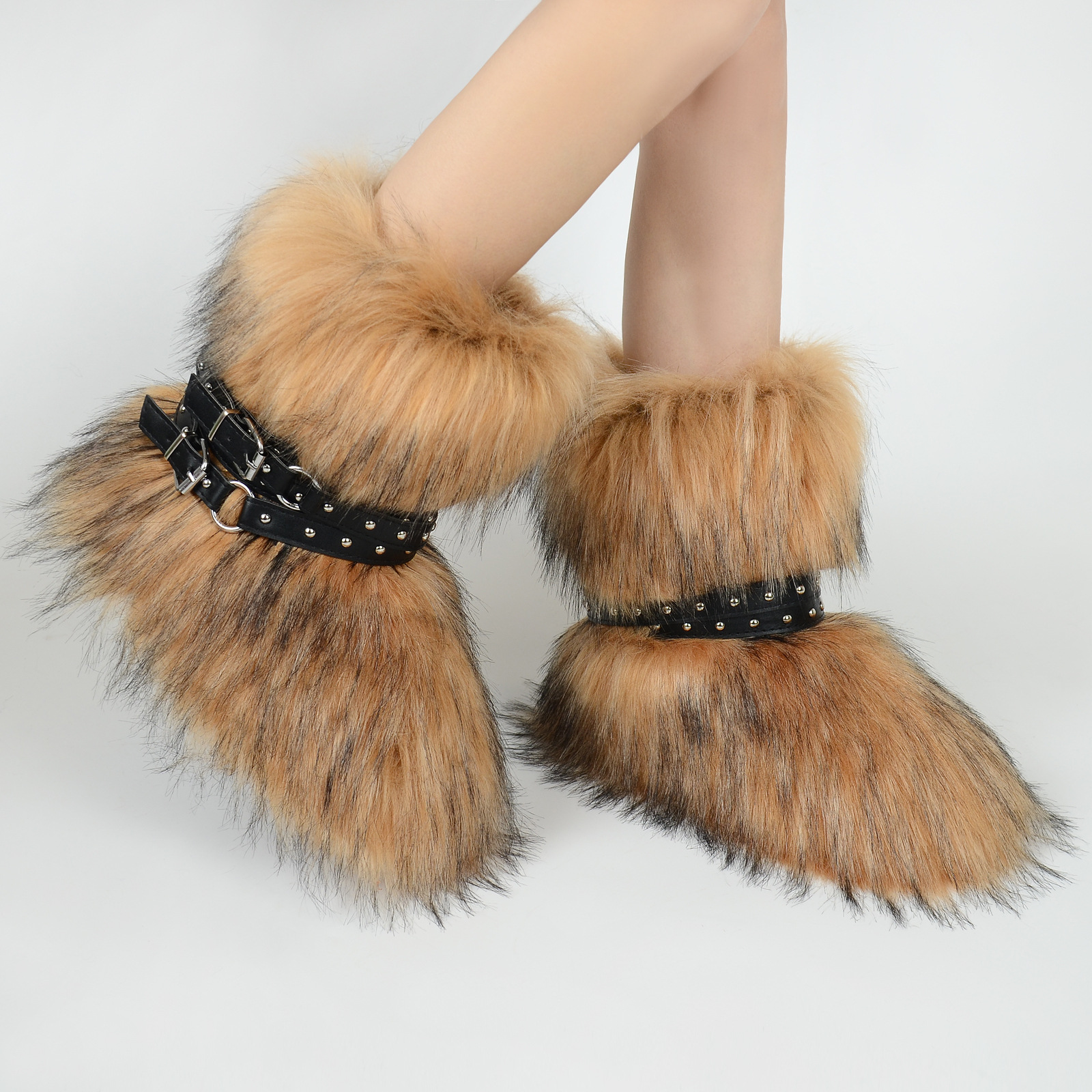 Explosive boots 2025 winter new plush snow boots cross belt fashion design spicy girl style versatile warm plush boots with multiple colors to choose 