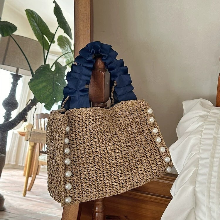 2025 New Women's Straw Woven Handbag Resort Beach Bag