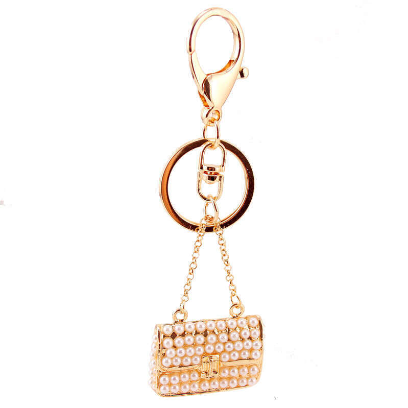Kuxi Jewelry Women's Pearl Chain Handbag Girlfriend Metal Pendant Keychain Small Gift 264
