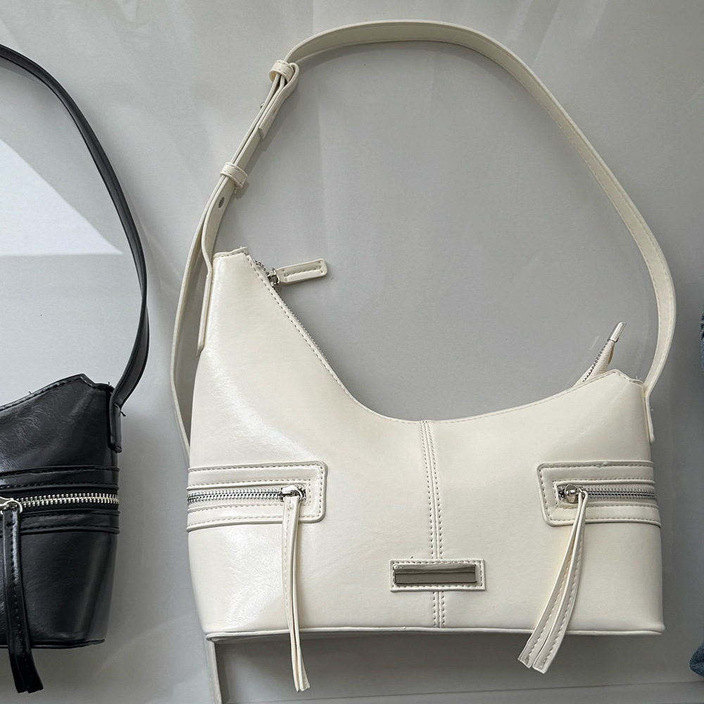 Korean Niche Versatile Asymmetric Underarm Dumpling for Women Trendy Cool Black Single Shoulder Handbag Crossbody Crescent Bag ddmymarket