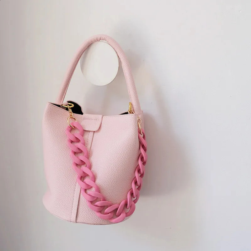 Fashion Woman Handbag Accessory Chains Matte Cute Candy Pink Resin Chain Frosted Strap Women Clutch Shoulder Purse Chain 250812