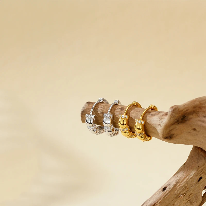 WANTME 925 Sterling Silver Fashion Simple Geometric Dimensional Ball Hoop Earrings for Women French Punk Gothic Jewelry 250812