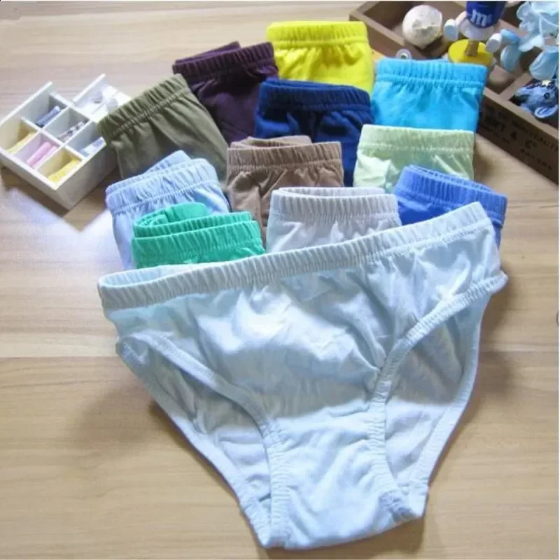 12pcsLot Cartoon Boys Panties Kids Briefs Baby Cotton Solid Underwear Underpants 2 to 10Years 250812