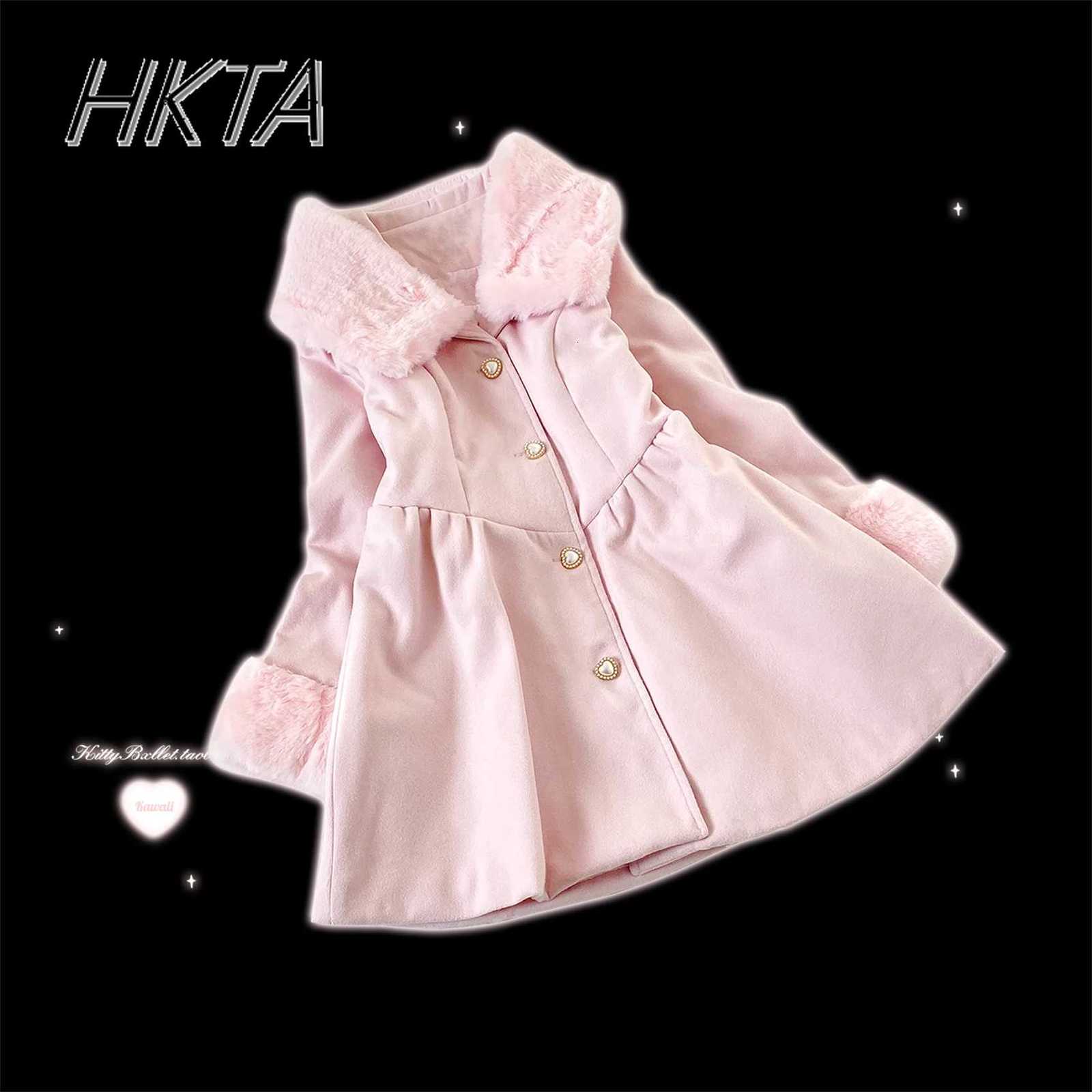 Original Japanese Sweet Imitation Woolen Coat Removable Fur Collar 2025 Winter Jacket Love Single-breasted Wool Overcoat Female Z250813