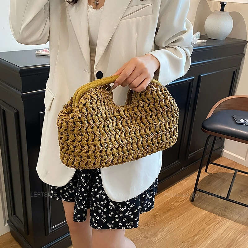 LEFTSIDE Weave Straw Shoulder for Women Summer Designer Small Hand Bag Females Beach Bags Handbags and Purses