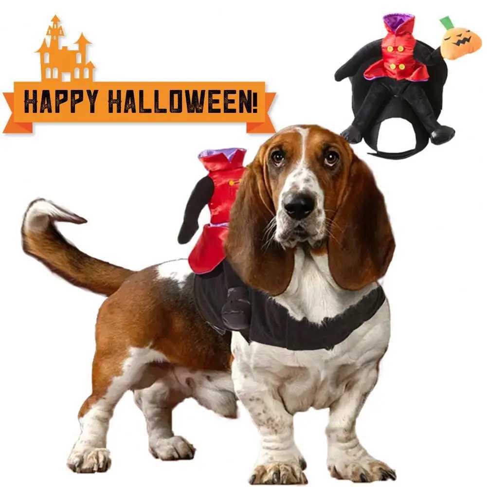 Pet Costume Adjustable Dog Clothes Pet Halloween Costumes Inspired Pumpkin Ride Dog Outfit with Wig Knife Accessories XJ250813