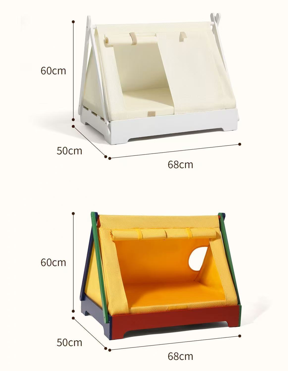 Solid wood pet tent house, new Chinese-style, detachable and washable, all-season suitable dog bed, small and medium-sized dog bed, indoor cat bed