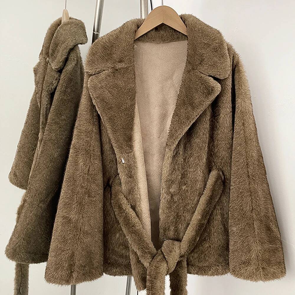 2025 New Autumn Winter Faux Top Clothing Women Long Sleeve Fake Jacket Female Fahsion Thick Warm Artificial Fur Coat