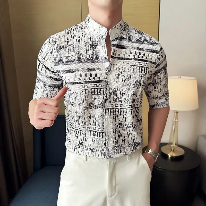 Men Casual Printed Short Sleeve Shirt Summer Stylish And Elegant Top 250808