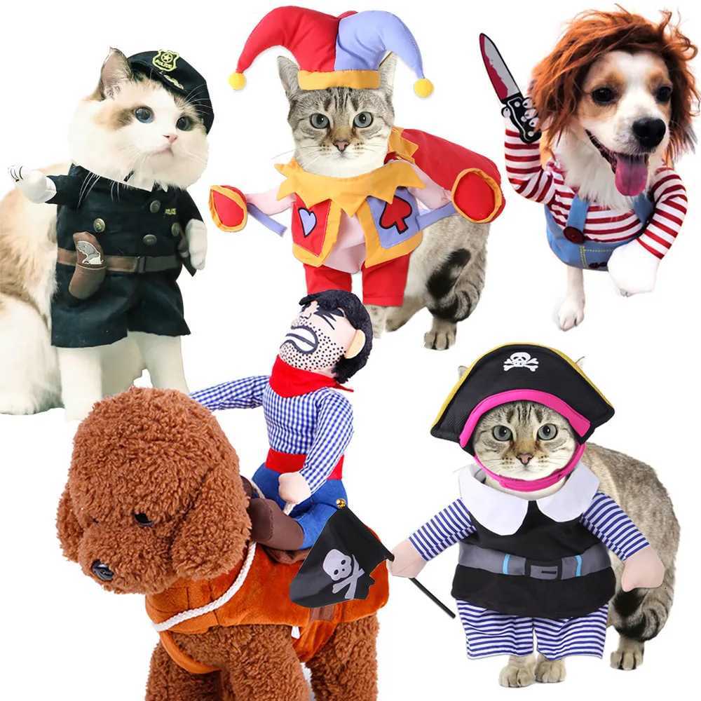 Dog Fancy Dress Horseback Riding Cosplay Costume Halloween Funny New Years Dog Suit Soft Breathable Clothes Dogs AccessoriesXJ250813