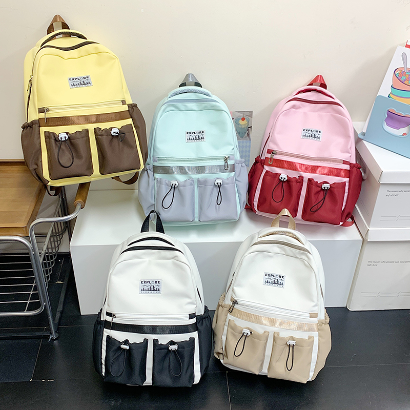 New Korean-style color-blocking versatile backpack, large-capacity nylon backpack, fashionable and simple casual student backpack