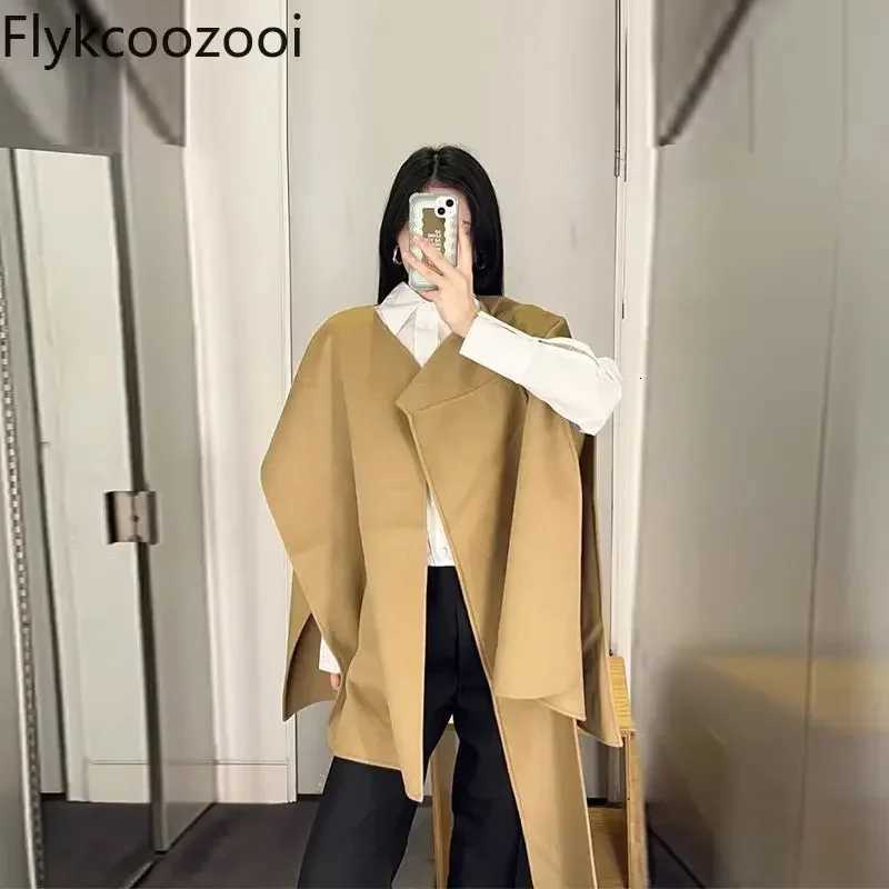 Minimalist Cos Camel Top Woolen Double-sided Loose All-over Shawl for Winter 2025 Super Warm Womens Winter Coat Z250813