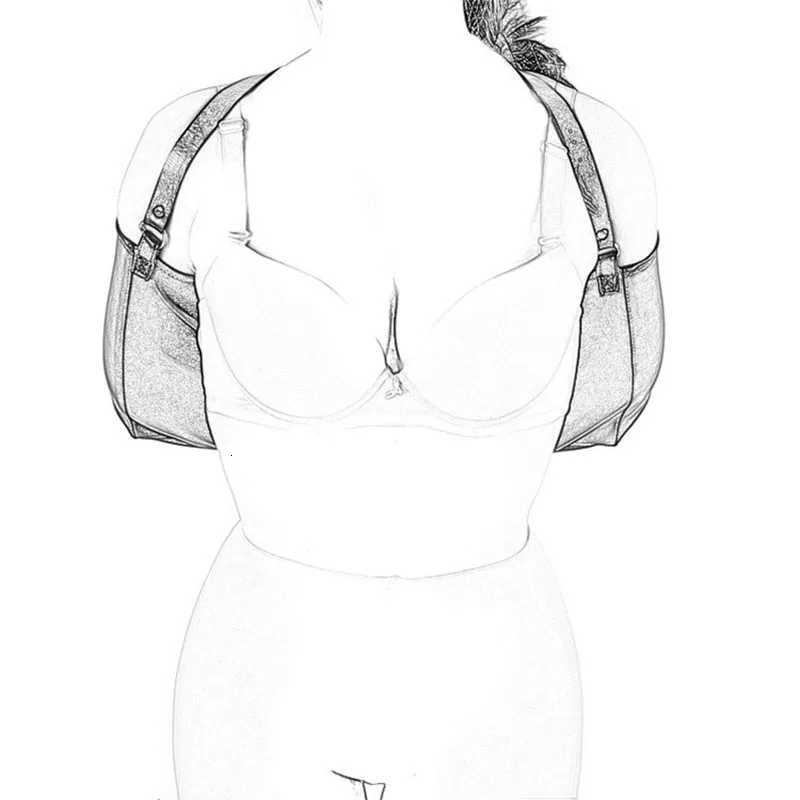 Handcuffs Bondage Leather Arm Binder Restraint Straight Jacket Crossed Arms Back Bag BDSM Slave Lockable Gloves Erotic Sex Toys XJ250813